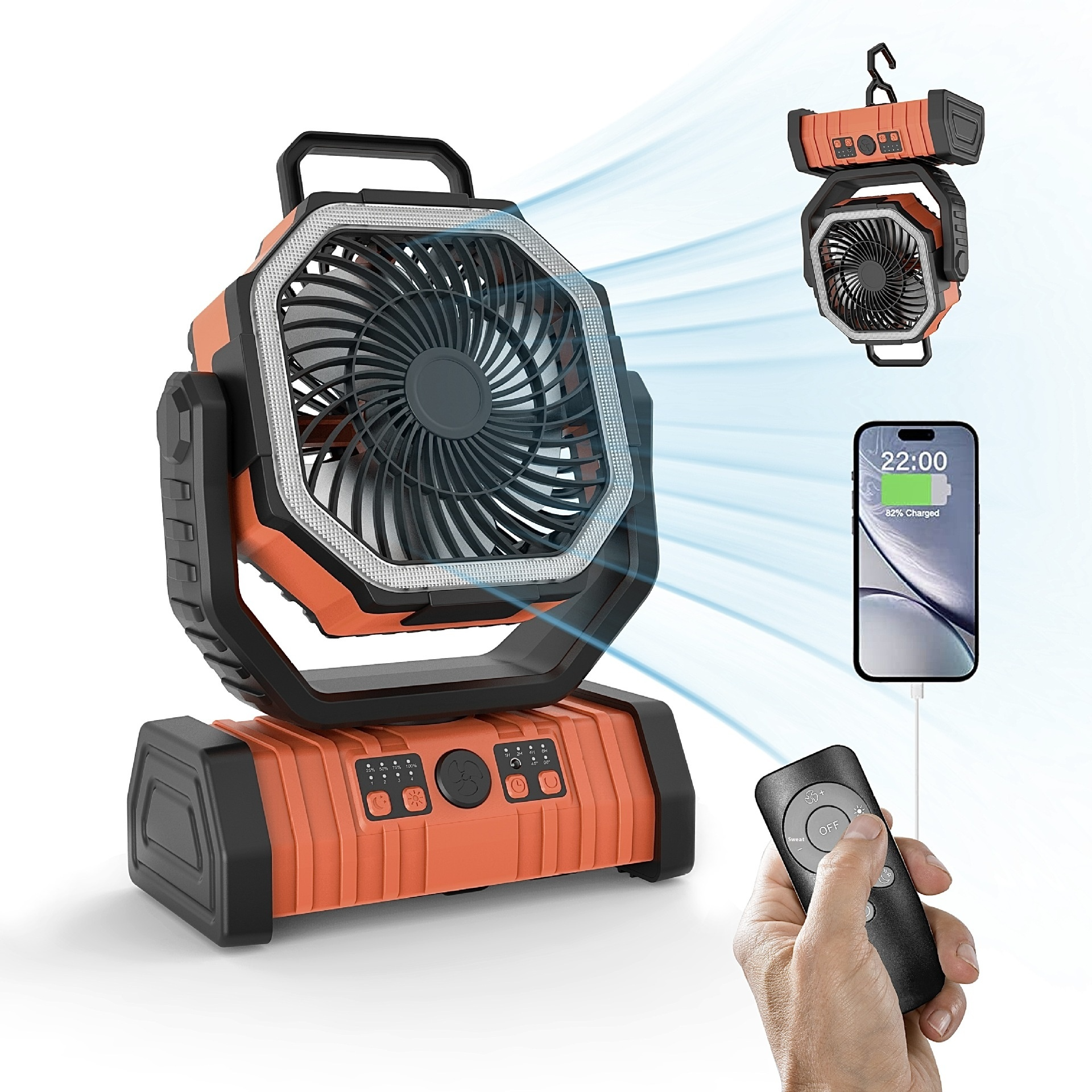 Lumora BreezeLight portable camping fan LED light power bank