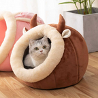 Lumora CozyCat Plush Cat Bed - Round donut anti-anxiety pet bed