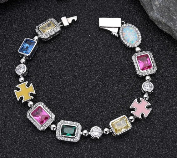 Gold-Plated Hip-Hop Gemstone Necklace - Image 8