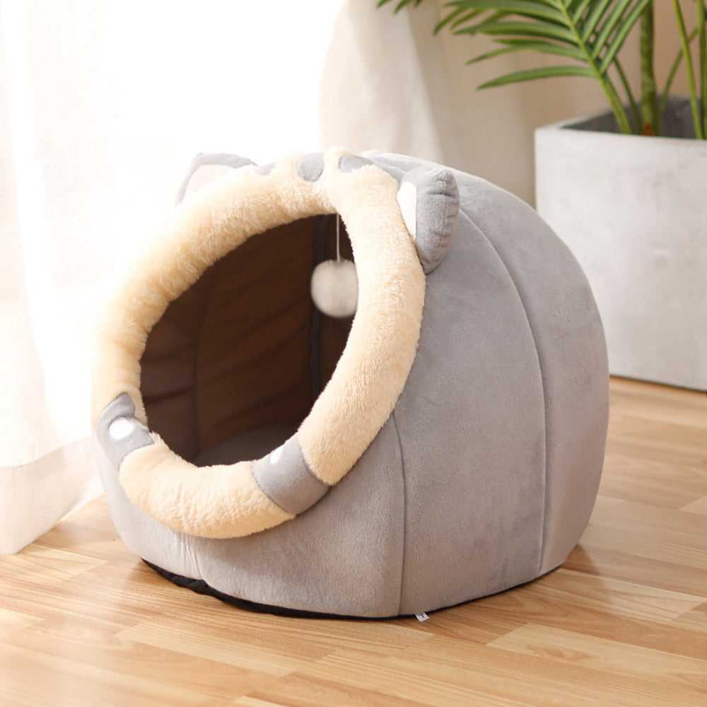 Lumora CozyCat Plush Cat Bed - Round donut anti-anxiety pet bed
