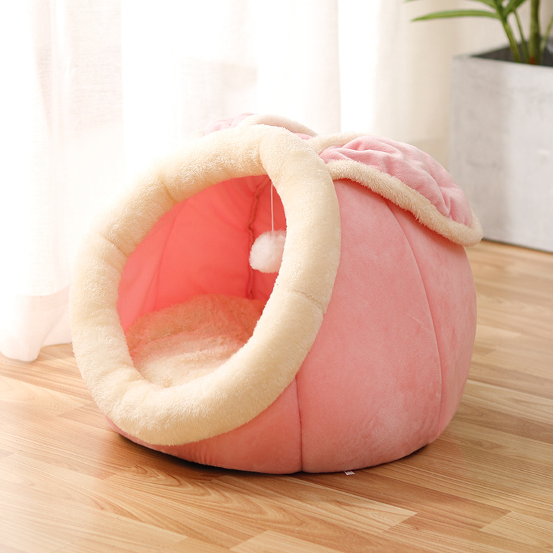 Lumora CozyCat Plush Cat Bed - Round donut anti-anxiety pet bed