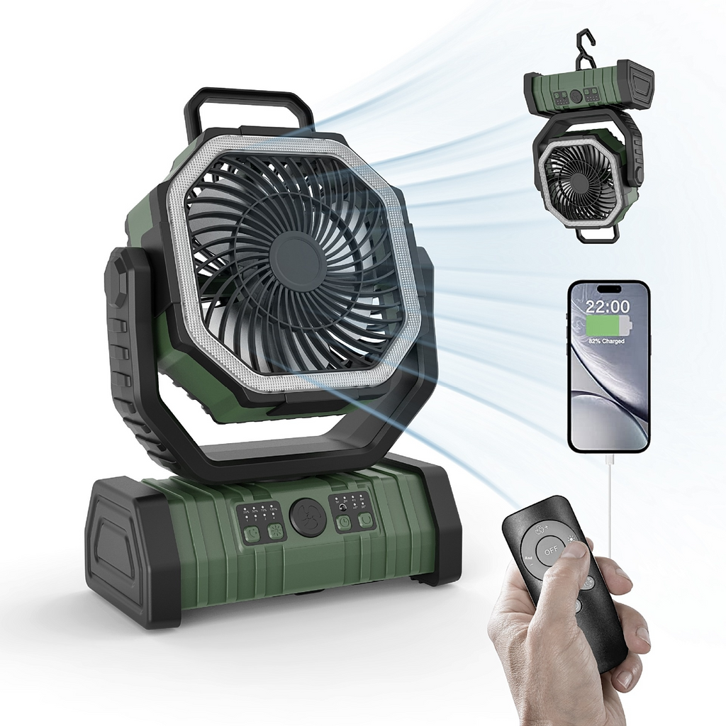 Lumora BreezeLight portable camping fan LED light power bank
