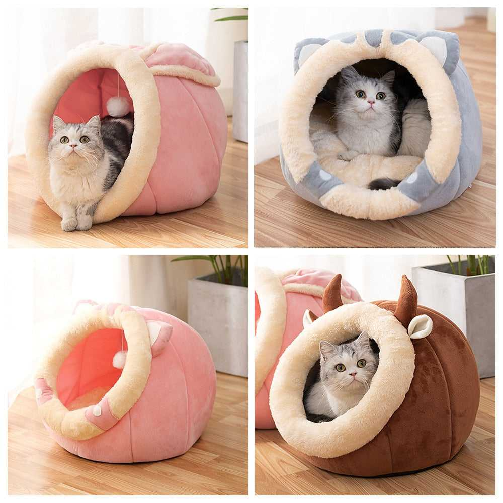 Lumora CozyCat Plush Cat Bed - Round donut anti-anxiety pet bed