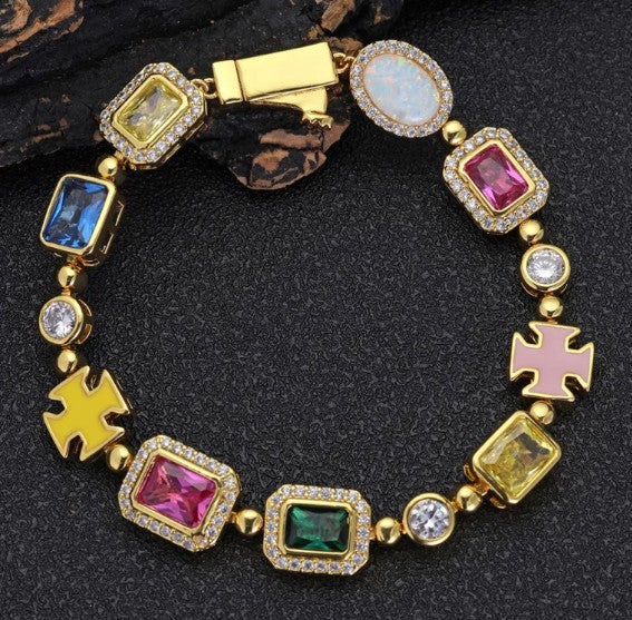 Gold-Plated Hip-Hop Gemstone Necklace - Image 14